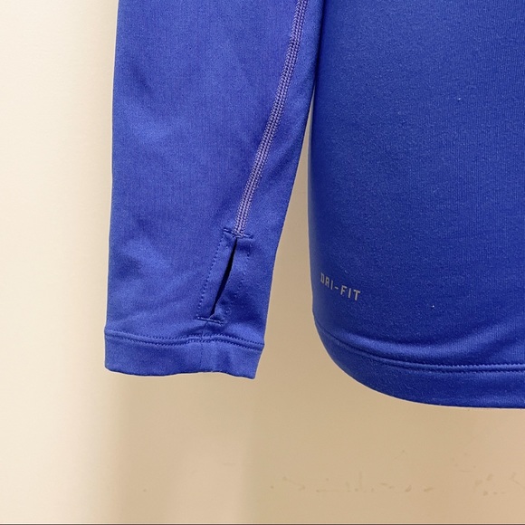 Nike Pro Combat Blue Dri Fit Fitted Long Sleeve Womens Medium Stretch 1/4 Zip - Picture 6 of 9